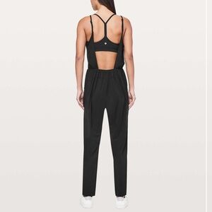 Lululemon All For It Onesie Black Sleeveless Surplice Neck Pockets Athleisure-4
